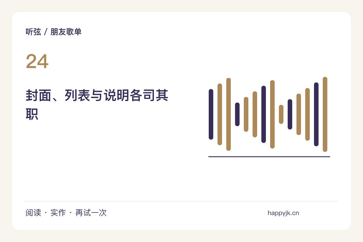 把歌单封面与曲目说明一起设计,文字不要盖过音乐主题图解
