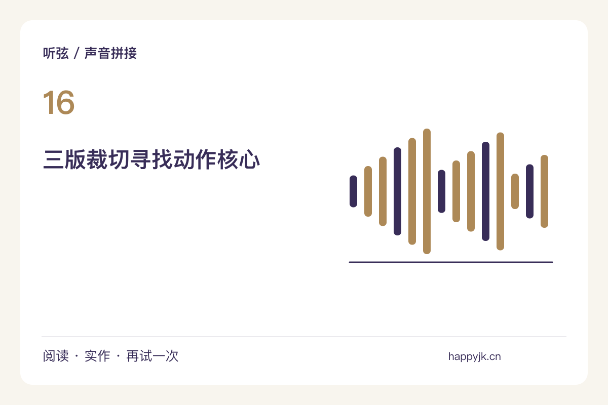 把一段自录声音反复裁短,找到最清楚的动作点主题图解